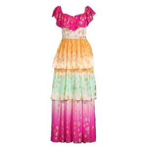 LOVESHACKFANCY Ombré Tiered Maxi Dress in Surfer Fushia Light NWT Size 0